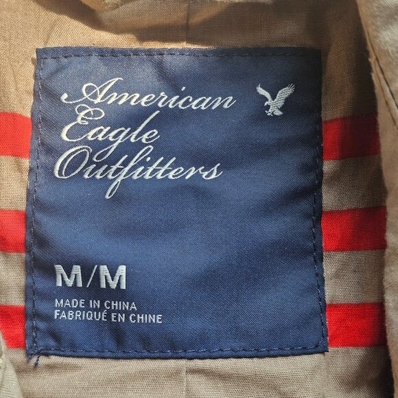 American Eagle Outfitters Trench Coat Womens Med Beige Double Breasted Belted - Picture 6 of 16